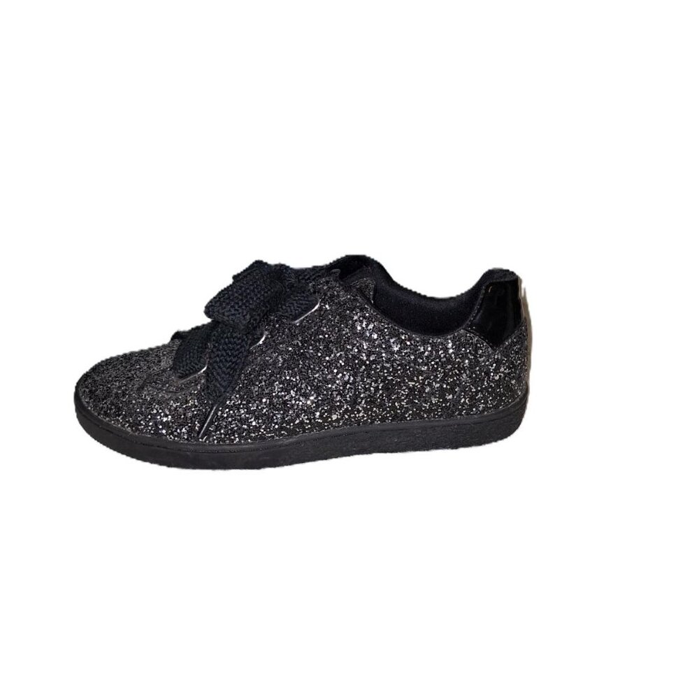 GUESS Caylen2 Glitter Sneakers | Black/Silver | Size 7M | Gently Used